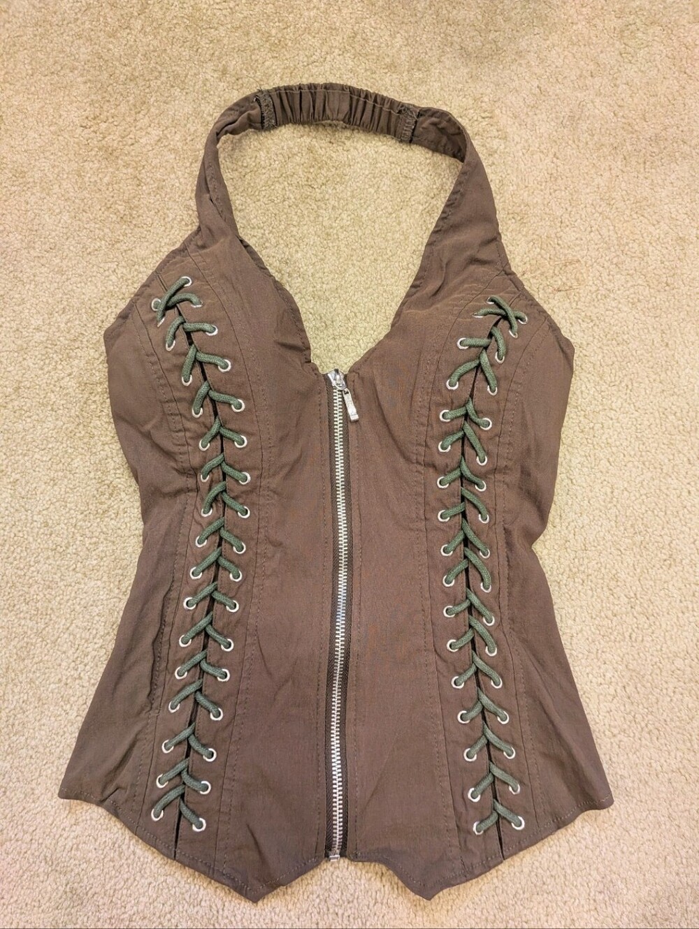 Army Green Halter Corset Top